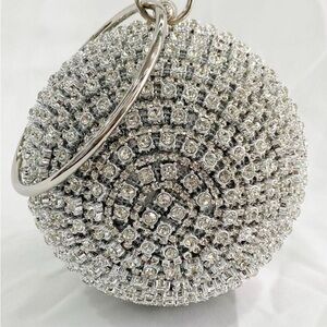 Elegant Silver Crystal Ball Clutch